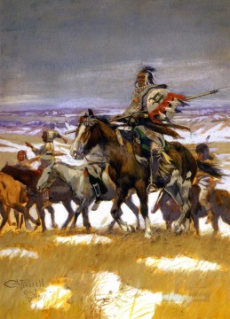 American Indians Painting - crow scouts in winter 1907 Charles Marion Russell American Indians